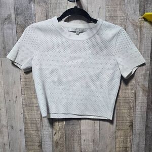 Lovers + Friends Eyelet Cream Crop Top Small Designer Luxury Minimalist Vanilla
